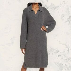 NEW Treasure & Bond Collared Rib Sweater Dress - Sz M - Grey / Charcoal Heather